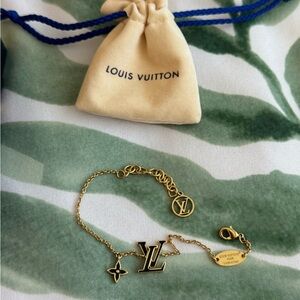Louis Vuitton Iconic Enamel Bracelet Gold Charm Bracelet with Black Enamel
